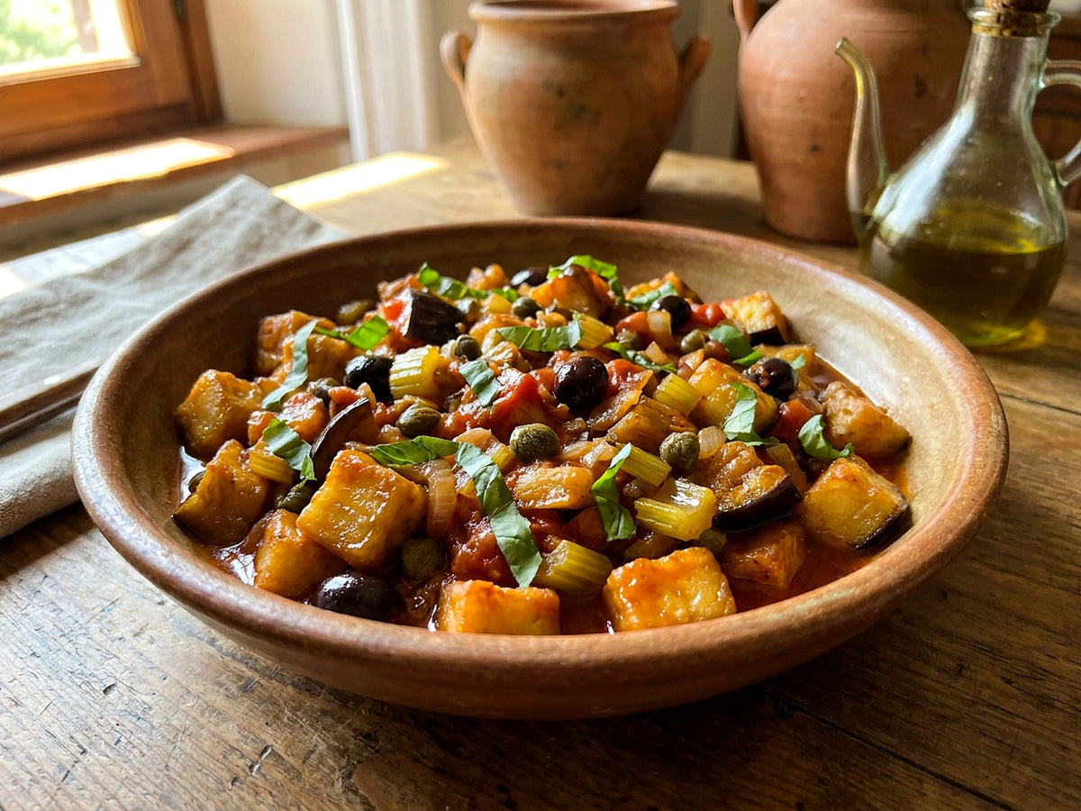 Caponata sicilienne aux câpres et aux olives