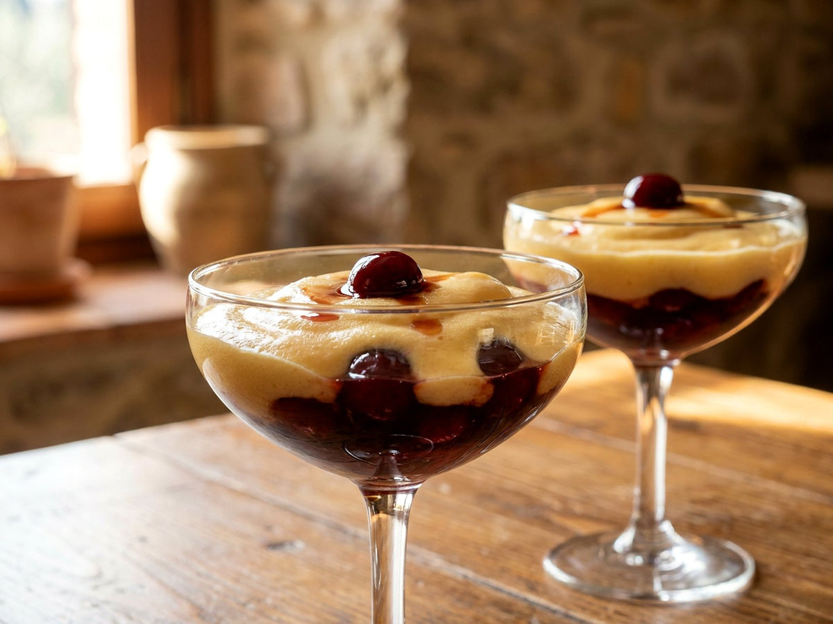Zabaione au marsala et cerises amarena