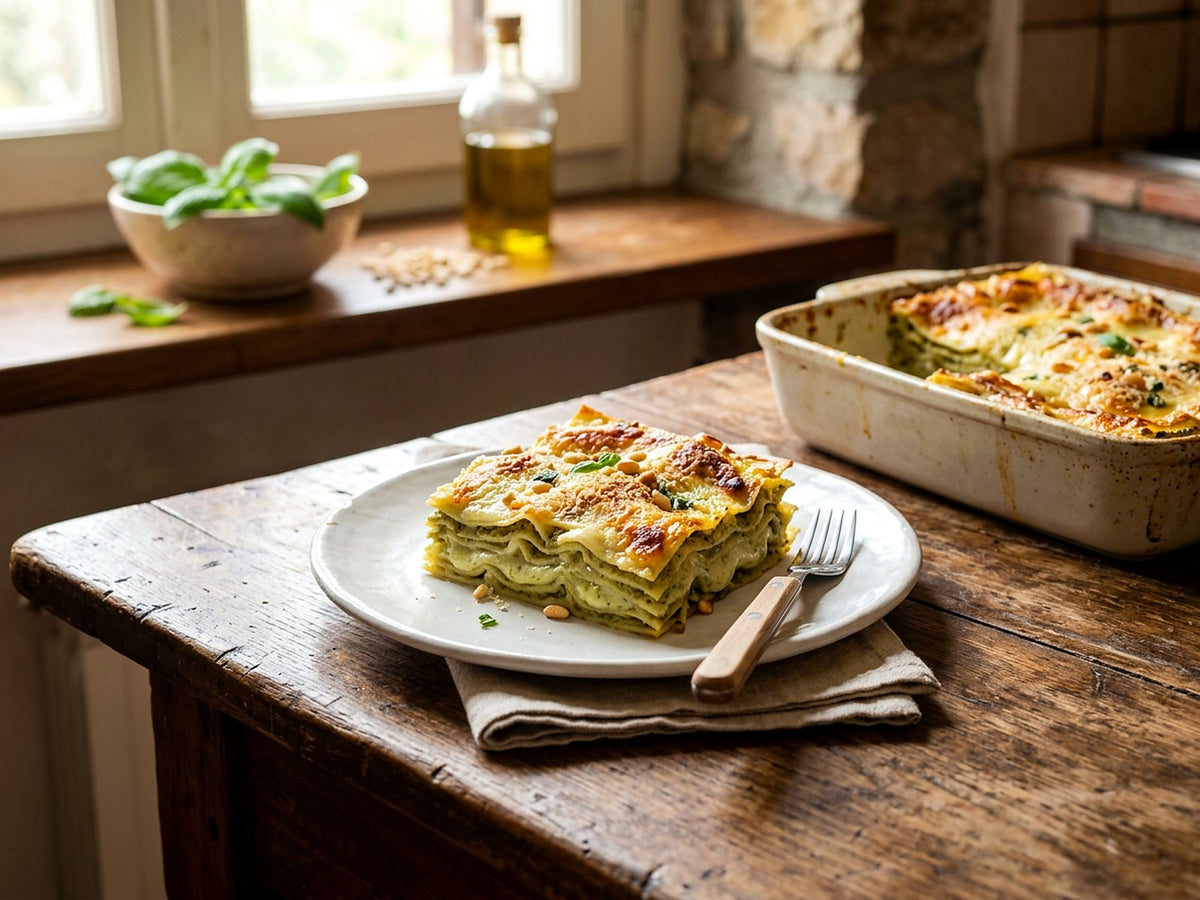 Lasagnes au pesto et à la béchamel