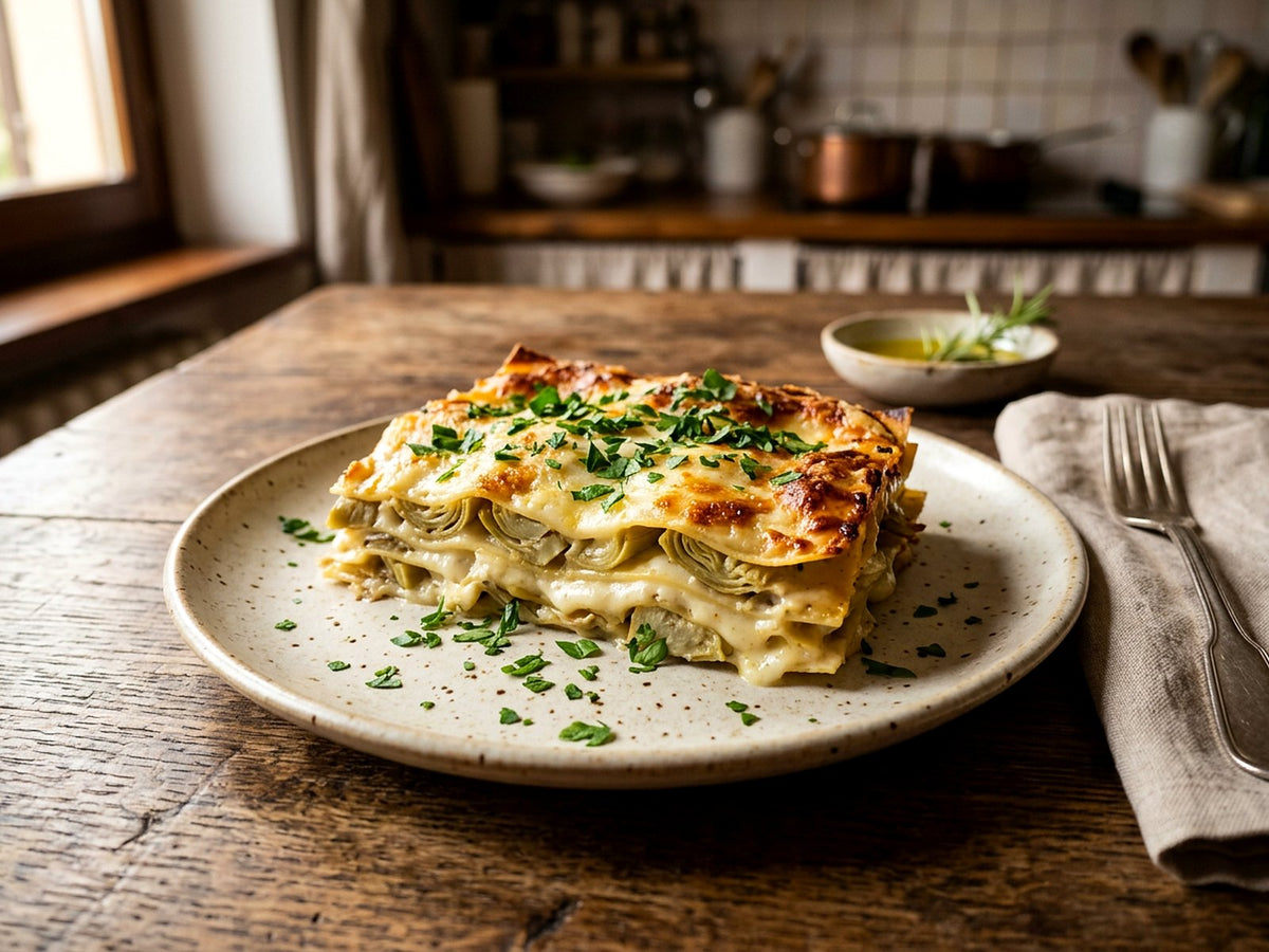Lasagnes aux artichauts et à la béchamel