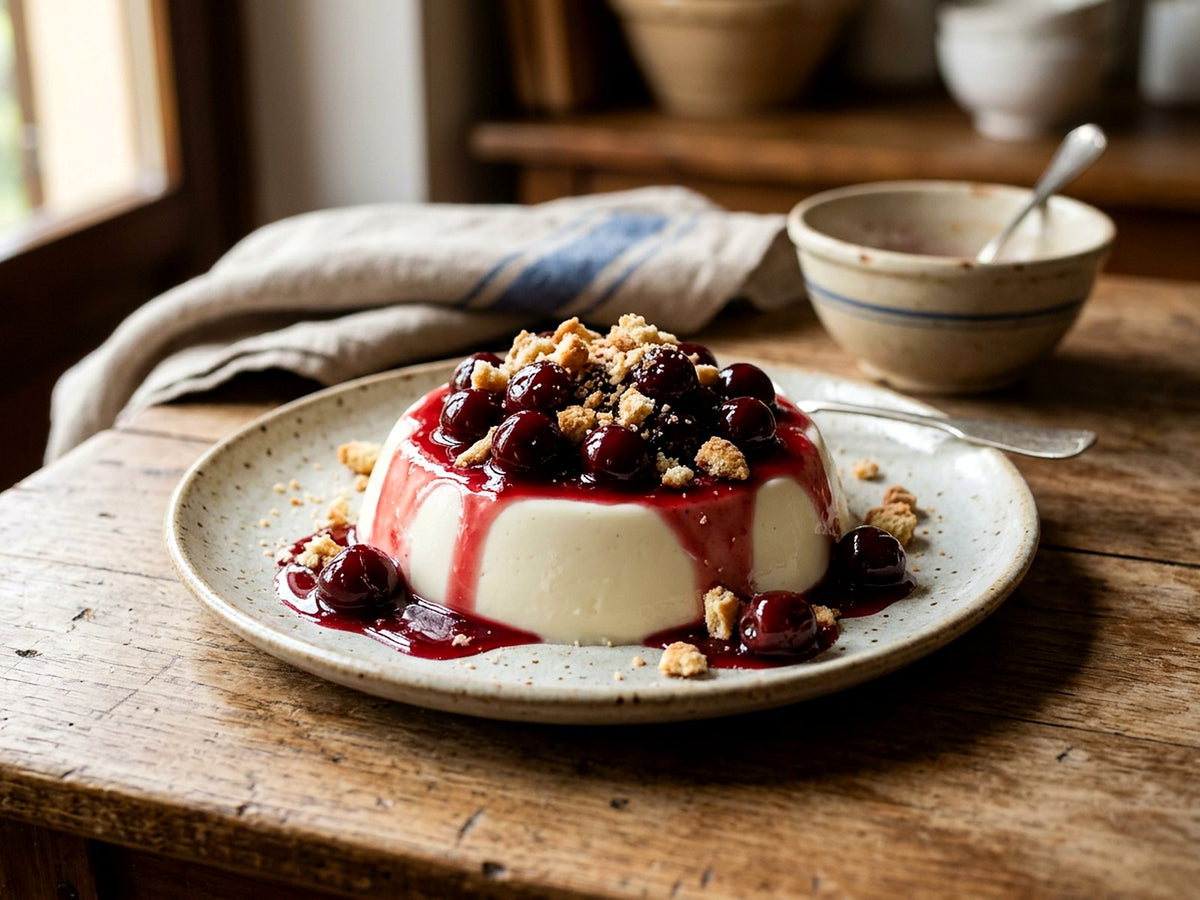 Panna cotta à l'amarena et aux éclats d'amaretti