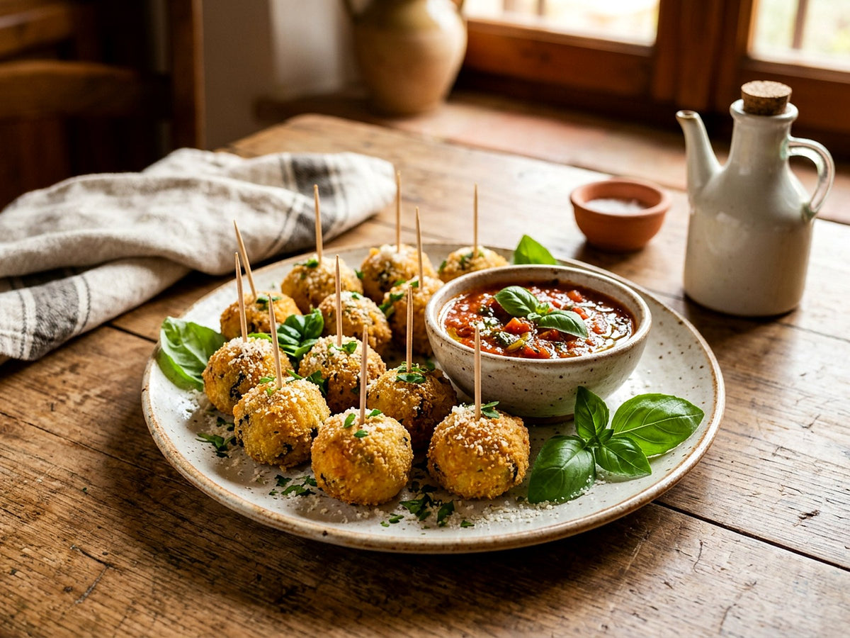 Polpette d'aubergines à la ricotta salée, sauce tomate