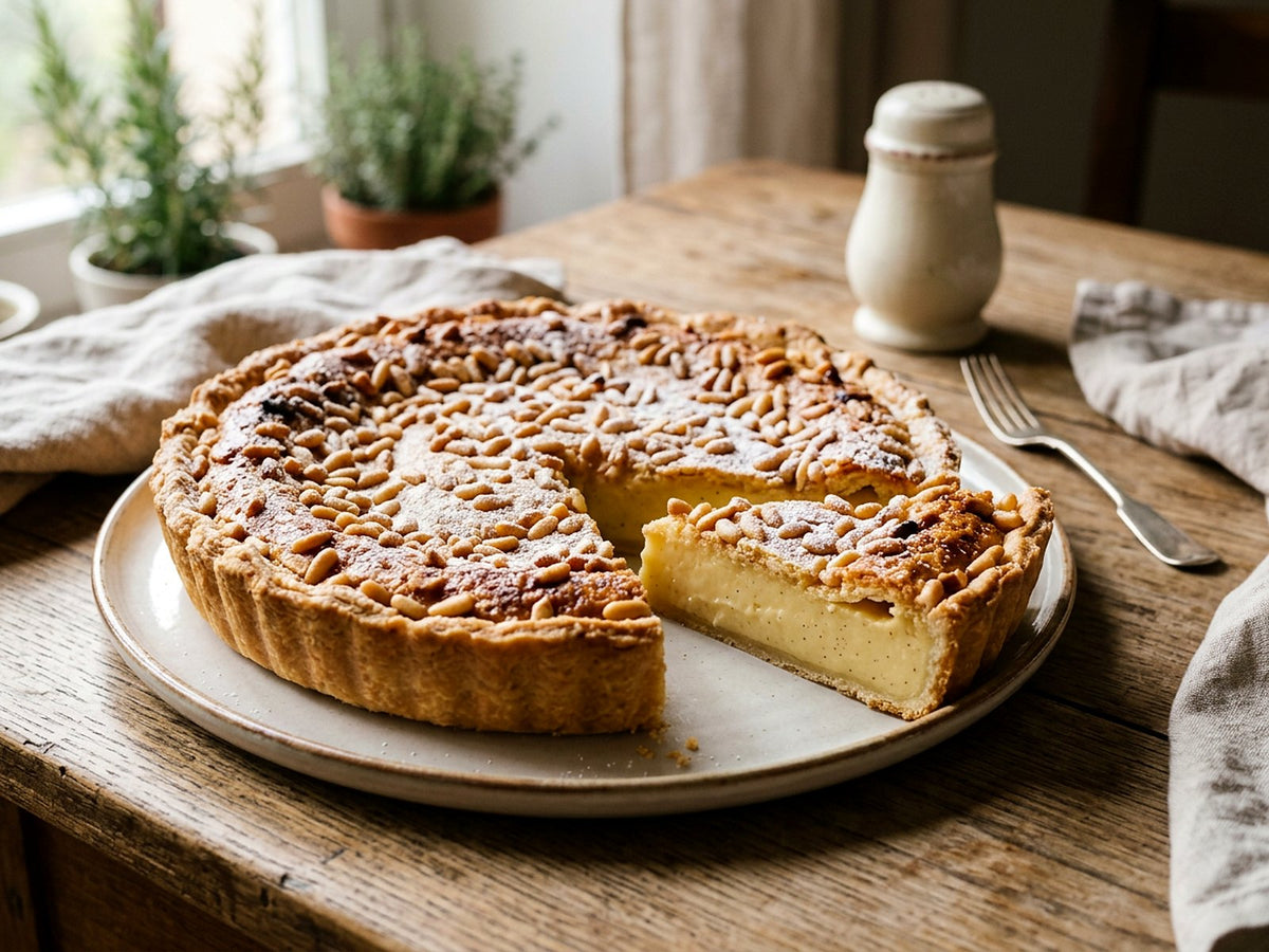 Torta della nonna à l'huile d'olive et aux pignons