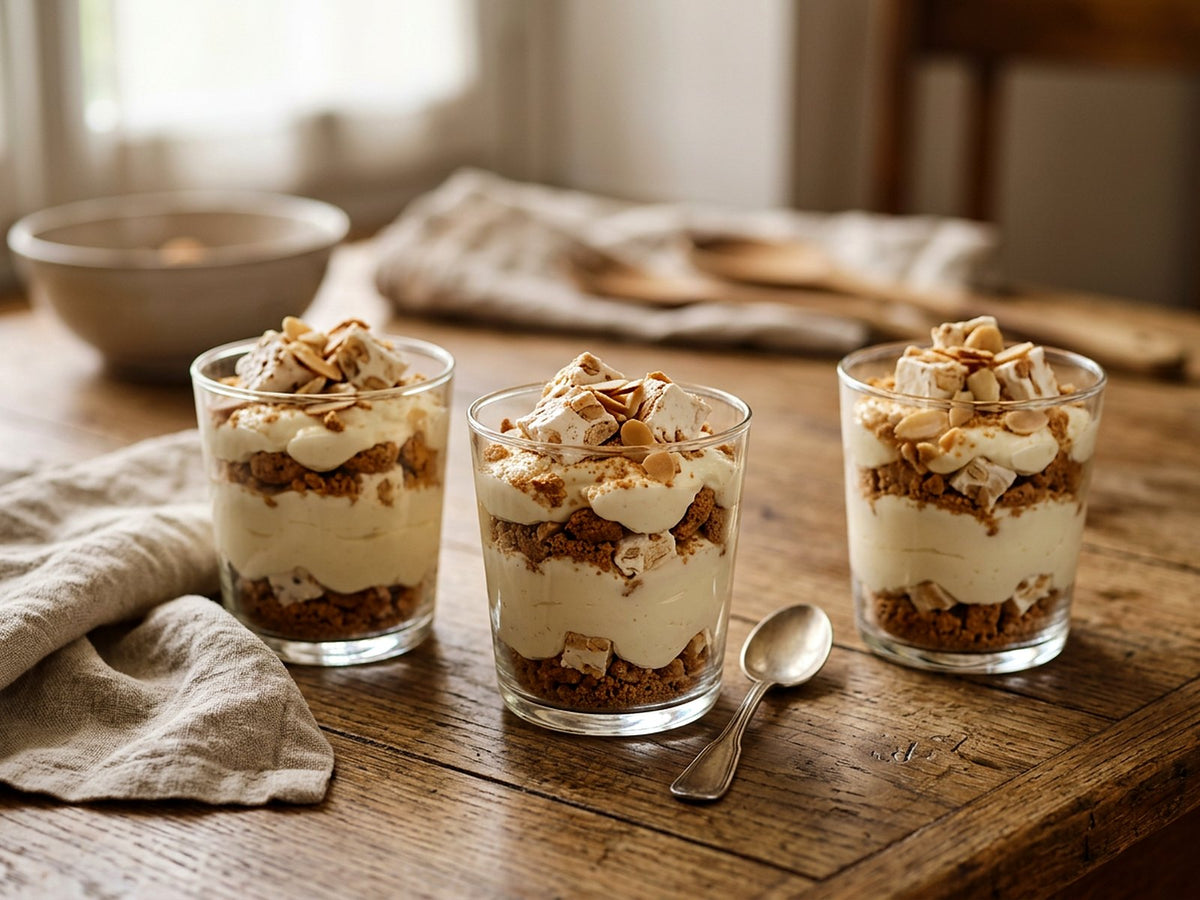 Verrines de mascarpone au torrone et à l'amaretto