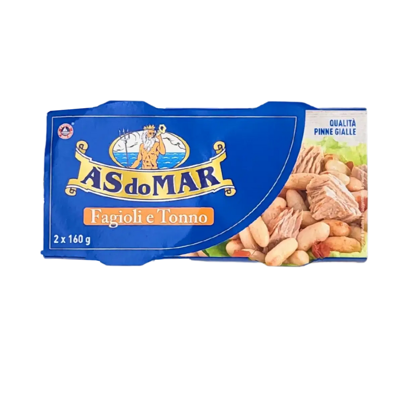 Thon aux Haricots Blancs As Do Mar 320g en gros plan - Boîte de conserve vue de face