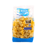 Paquet de Calamarata n°129 de De Cecco, pâtes courtes italiennes, 500g, face arrière.