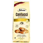 Face avant du paquet de Cantucci d'Abruzzo aux amandes 800g de la marque Falcone, affichant des biscuits dorés et les ingrédients principaux.