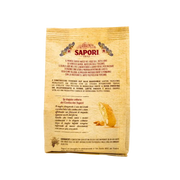 Face arrière du paquet Cantuccini Toscani I.G.P. 250g, avec texte de présentation sur la tradition pâtissière toscane.