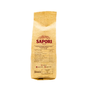 Vue latérale du paquet de Cantuccini Sapori 250g avec les valeurs nutritionnelles en détail.