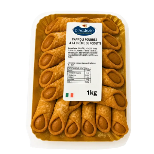 Cannoli siciliens au chocolat D’Addezio 1 kg – Pâtisserie italienne, délice chocolaté dans une coque dorée et croustillante.