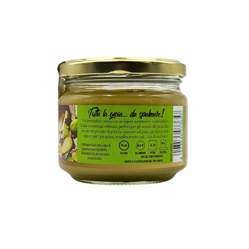 Pâte à tartiner de pistache Witor's 220g crème de pistache sans gluten, pot arrière.