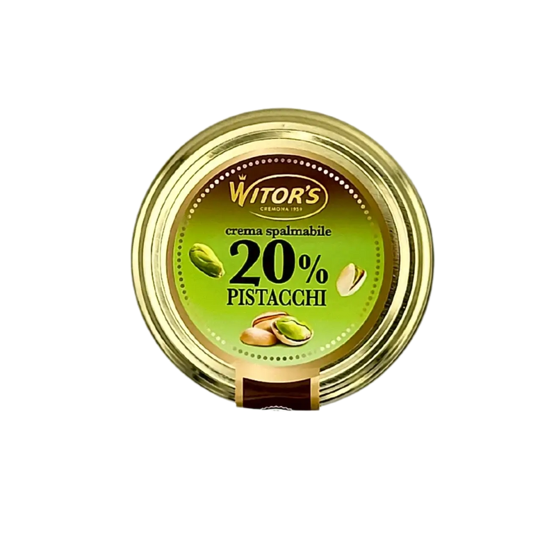 Pot de crème de pistache Witor’s 220g avec 20% de pistaches, tartinade sans gluten.