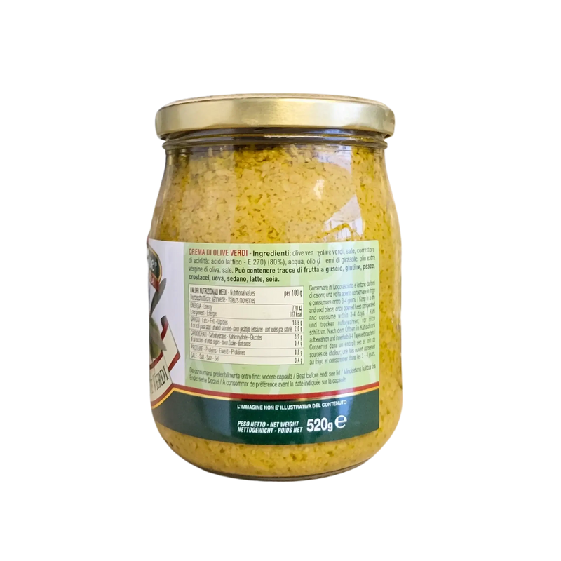 Tapenade Olive Verte ElleEsse 520g – Étiquette nutritionnelle du bocal 520g