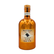 Bouteille de 70cl de Gin Bagûr Bottega, distillée avec plantes naturelles, représentant l'excellence du gin italien.