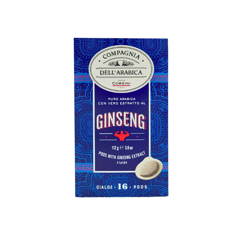 Café Ginseng Dosette Senseo, Compagnia Dell'Arabica Corsini, 16 dosettes, café italien aux bienfaits du ginseng.