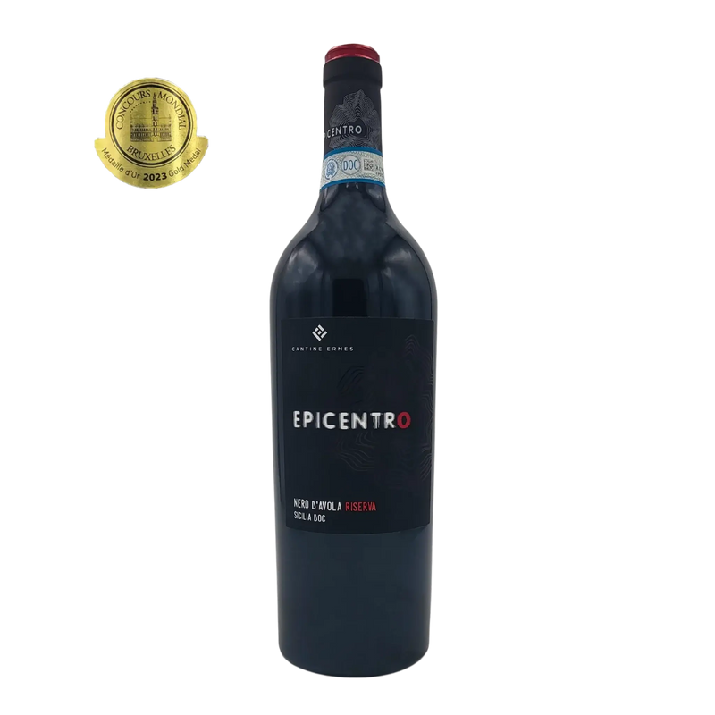 Bouteille de vin Epicentro Nero d'Avola Riserva avec médaille d'or, Sicile DOC, 750ml.