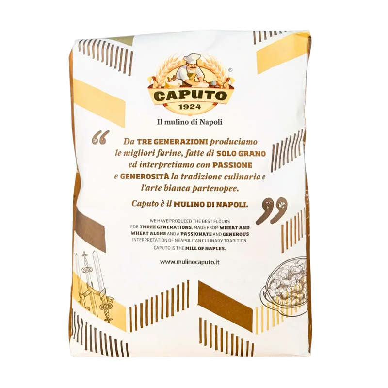 Sac de farine type 00 Caputo, idéal pour pâtes fraîches et gnocchis, assurant une texture élastique et un goût authentique.