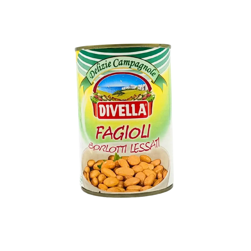 Boîte de haricots borlotti Divella, authentiques haricots italiens prêts à cuisiner, 400g