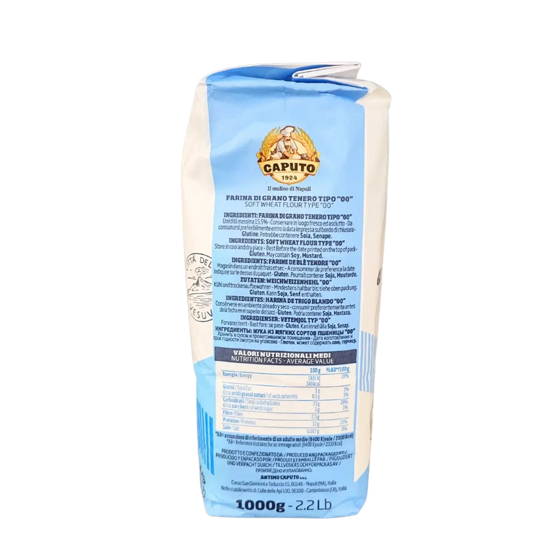 Paquet de farine Caputo 00 classique universelle doppio zero 1kg avec logo Molino Caputo visible, idéale pour pâtes, pizza et pâtisserie.