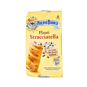Paquet de Flauti Stracciatella Mulino Bianco 280g avec brioche moelleuse et chocolat fondant.