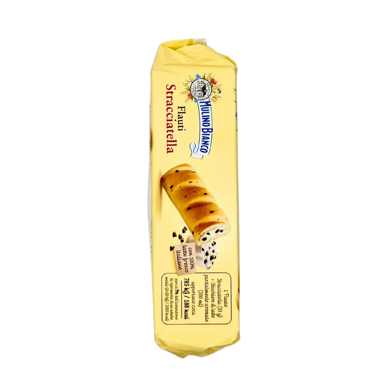 Paquet de Flauti Stracciatella Mulino Bianco 280g - brioche moelleuse avec pépites de chocolat fondantes.