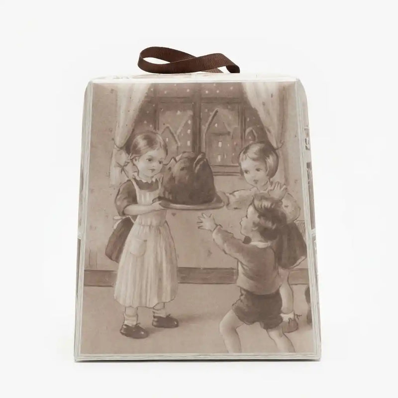 Emballage vintage du Panettone Classico Loison 500g – illustration rétro avec enfants autour d’un panettone