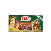 Emballage des Cubes de Bouillon aux Cèpes Star il Mio Dado 100 g avec une illustration de champignons.