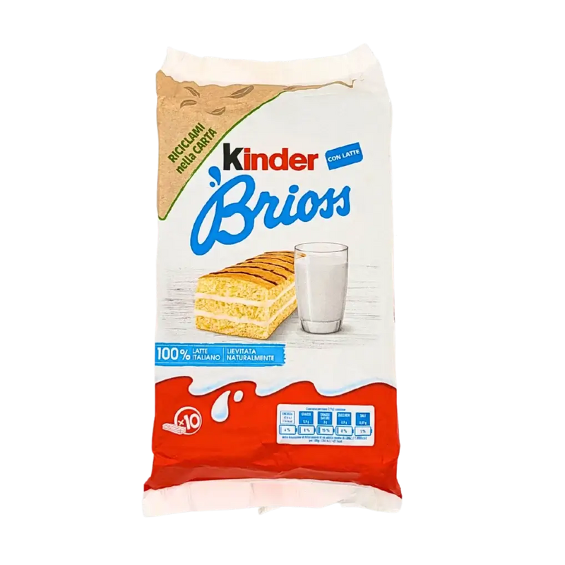 Paquet de brioche Kinder Brioss 270g, gâteau moelleux avec lait italien, petit-déjeuner gourmand.