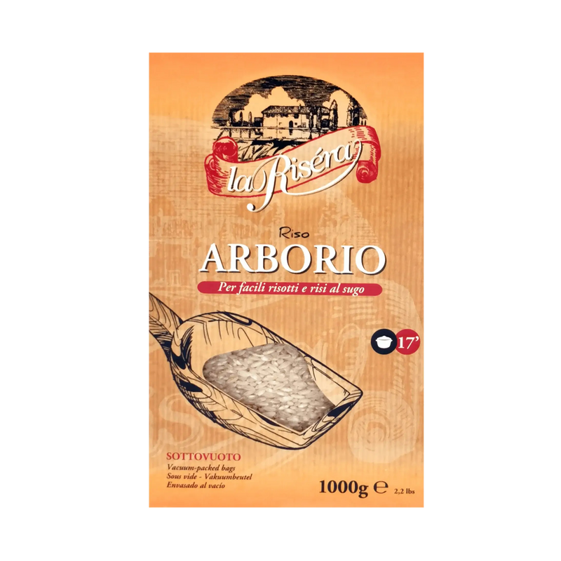 Riz Arborio - La Risera - 1kg - Emballage avant avec fenêtre transparente