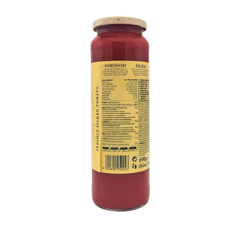 Passata Fine & Vellutata La Molisana – vue nutritionnelle sur bocal en verre