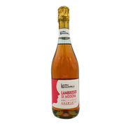 Bouteille de Lambrusco Rosé Modena Amabile Laura Romagnelli, vin pétillant sucré 75cl d'Émilie-Romagne.