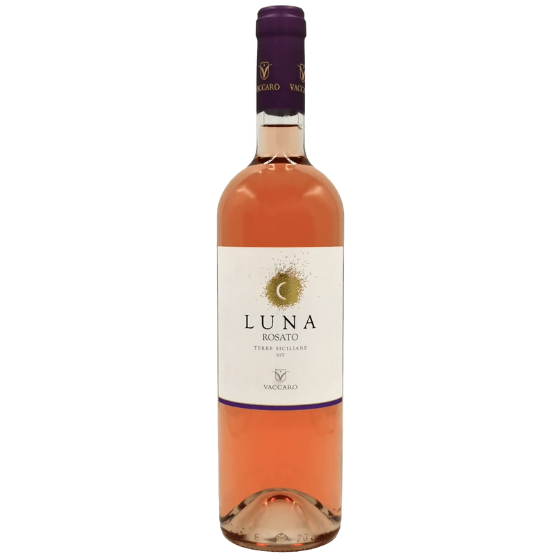 Bouteille de vin rosé Luna Rosato Vaccaro 75cl, design élégant avec une étiquette créative.