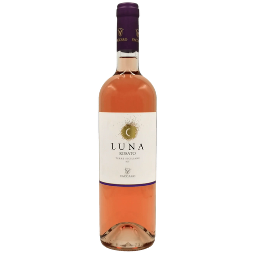 Bouteille de vin rosé Luna Rosato Vaccaro 75cl, design élégant avec une étiquette créative.
