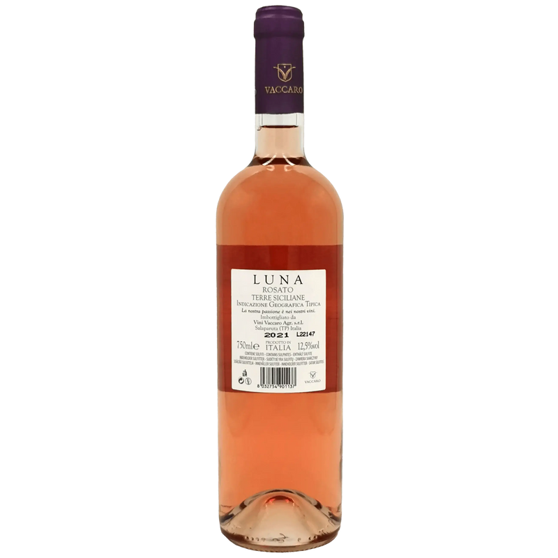 Bouteille de Vin Rosé Luna Rosato IGT Vaccaro de 75cl, un vin italien fruité et rafraîchissant.