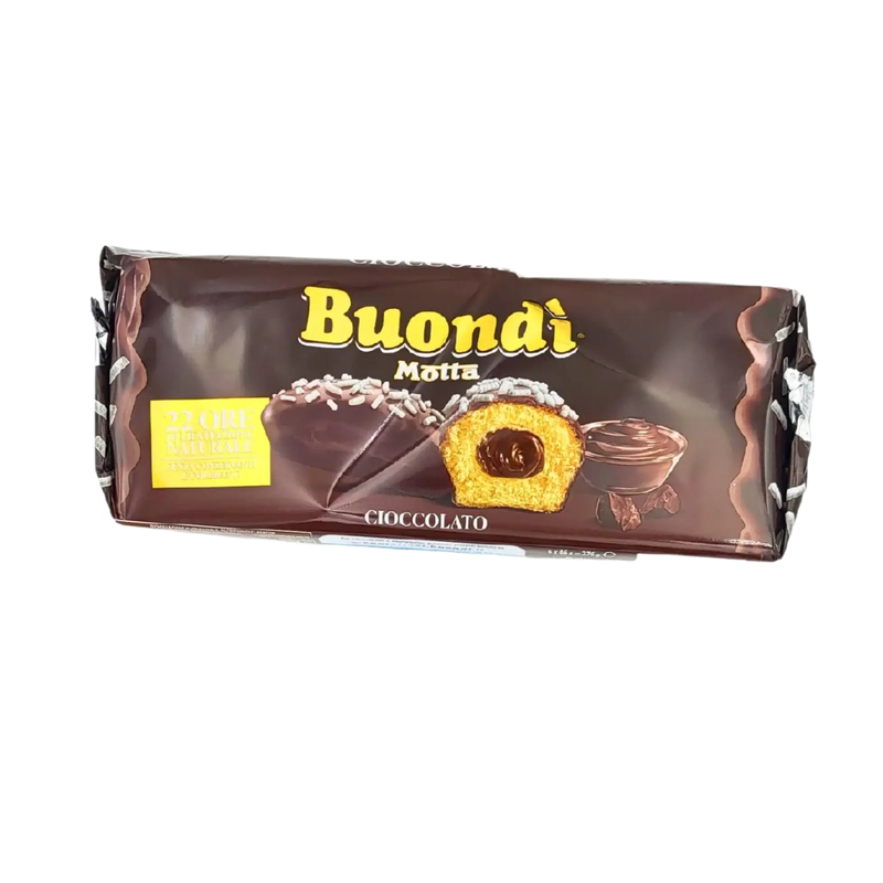 Brioche italienne Motta Fourrée au Chocolat Buondi 276g, douceur moelleuse avec fourrage chocolat, emballage marron.