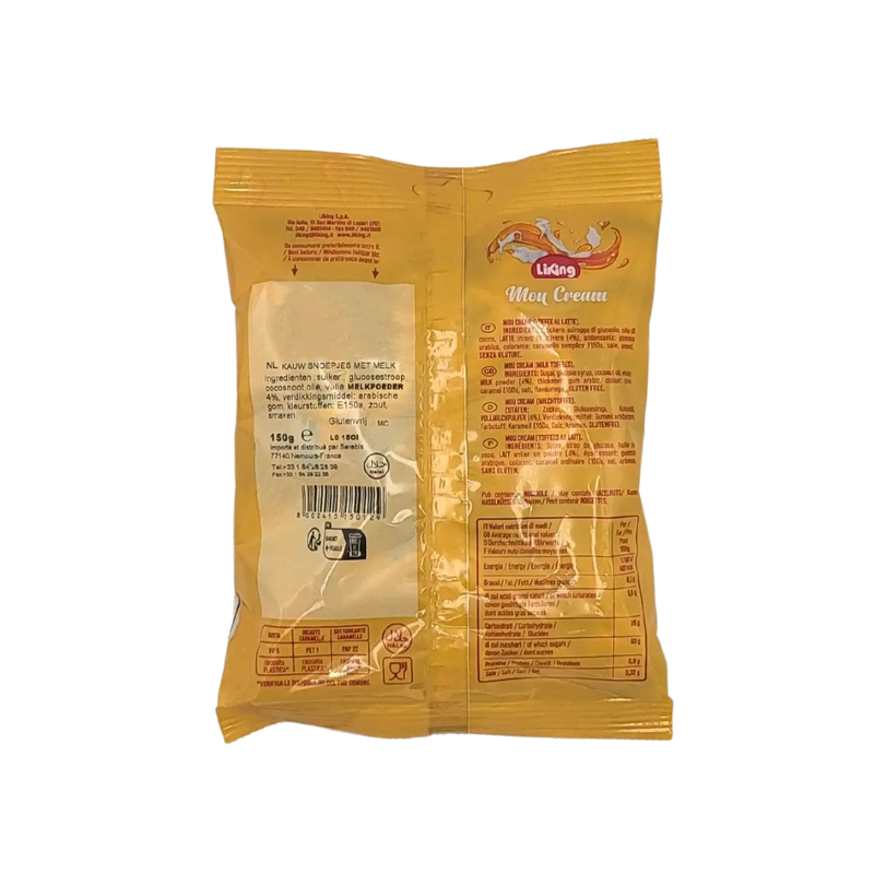 Paquet de bonbons Bonbons au Lait Liking Toffee Mou - 150g de bonbons sans gluten pour une douce gourmandise.