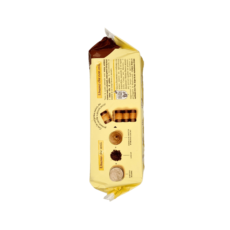 Emballage arrière des Mulino Bianco Fisarmoniche 264g, brioche italienne innovante avec forme d'accordéon.