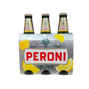 Pack de 3 bouteilles de bière Peroni Chill Lemon 33cl, bière italienne au goût de citron, parfaite pour un rafraîchissement estival.