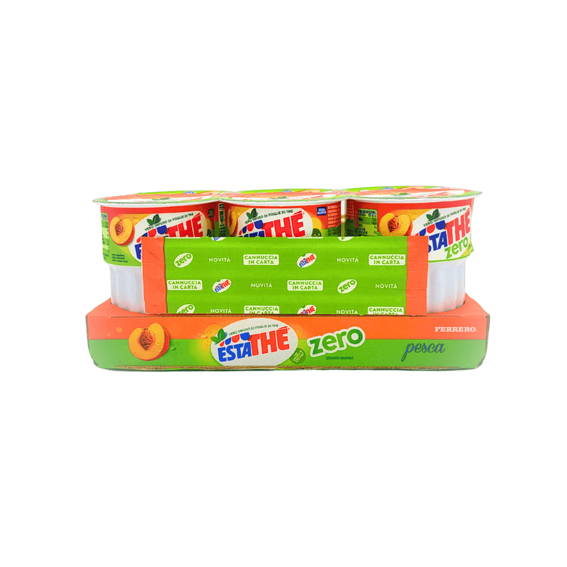 Pack de 6 Estathé Zero Pêche Ferrero 200ml, thé glacé sans sucre saveur pêche.