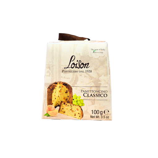 Face avant du Panettoncino Classico Loison 100g, un mini panettone traditionnel italien.