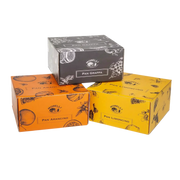 Trois boîtes de Panettone Morelli avec des saveurs Limoncino, Arancino et Grappa, présentées côte à côte.