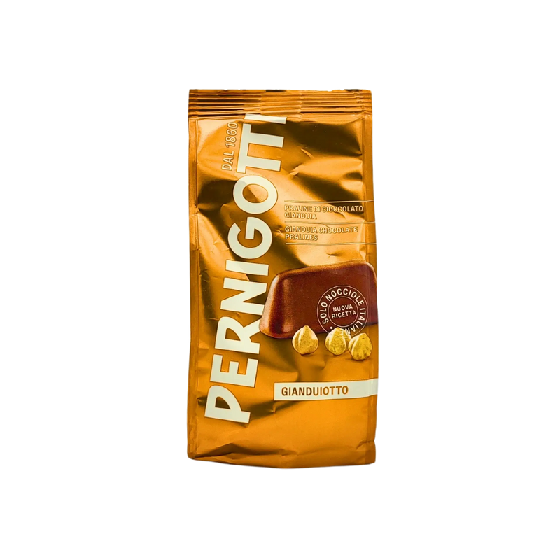 Emballage de gianduiotto pernigotti chocolat praliné aux noisettes italiennes 140g