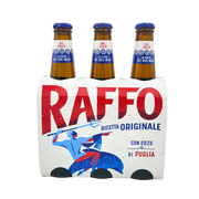 Bière Raffo 33cl pack with three bottles showcasing authentic Italian beer brand.