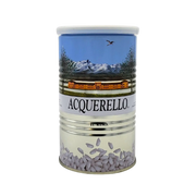 Riz Acquerello Carnaroli 500g, conditionné en boîte métallique, idéal pour risottos italiens de qualité.
