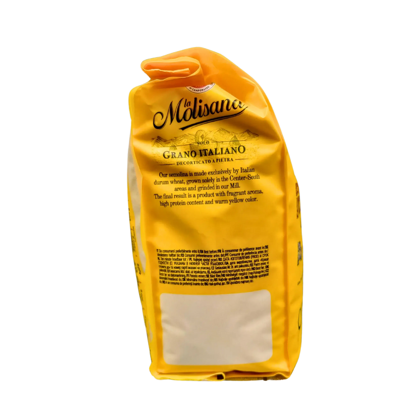 Semoule de Blé Dur La Molisana 1kg - Côté avec informations nutritionnelles et ingrédients