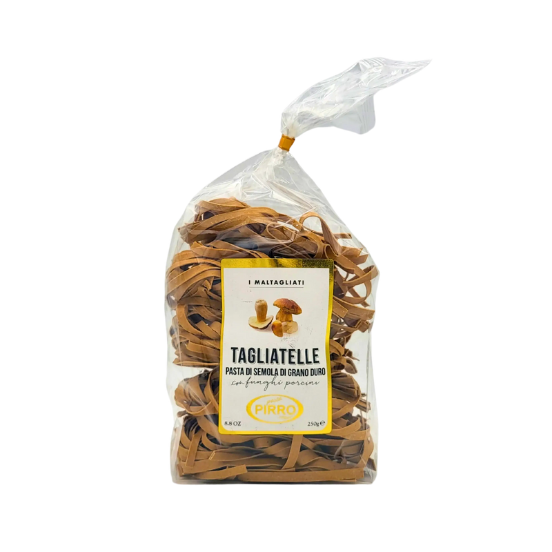Sachet de pâtes aux cèpes Pirro 250g, tagliatelle artisanales aux funghi porcini, produit des Pouilles.