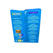 Tagliatelle n°203 De Cecco 500g - Vue arrière avec informations sur la qualité et le processus de fabrication des pâtes.