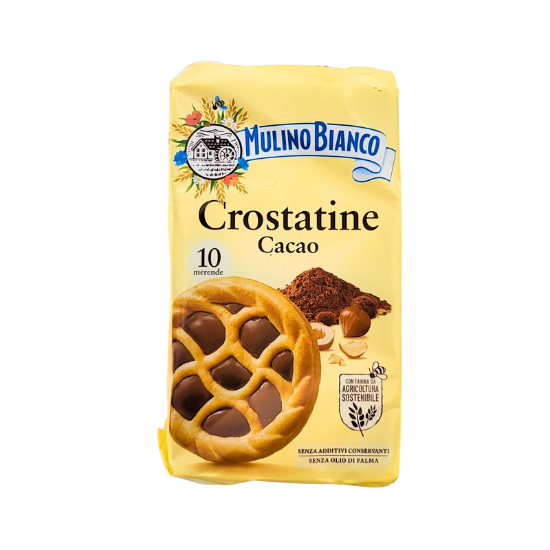 Paquet de Tartelettes Crostatine au cacao et noisette, Mulino Bianco, 400g, idéal pour le goûter ou les collations.