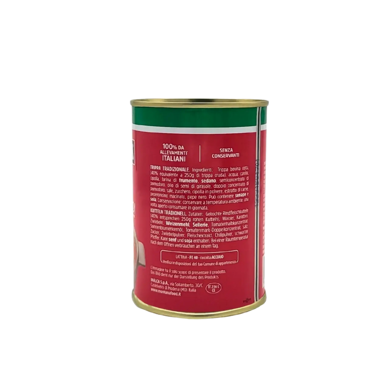 Tripes Traditionnelles Montana 420g - Emballage arrière avec ingrédients clés