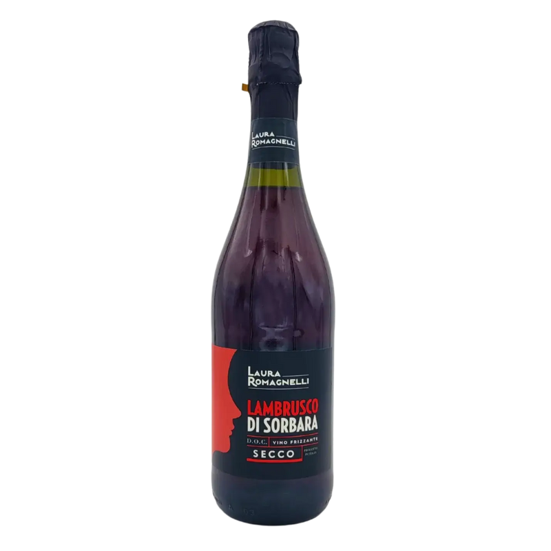 Bouteille de Lambrusco di Sorbara Sec Laura Romagnelli – Vin Rouge Pétillant de 75cl, notes florales et fruitées.